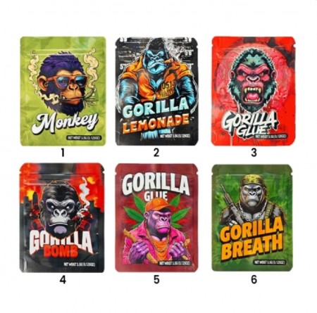 Gorilla & Monkey Snap-Closing Pouch (50pcs) 12.5x9.5cm